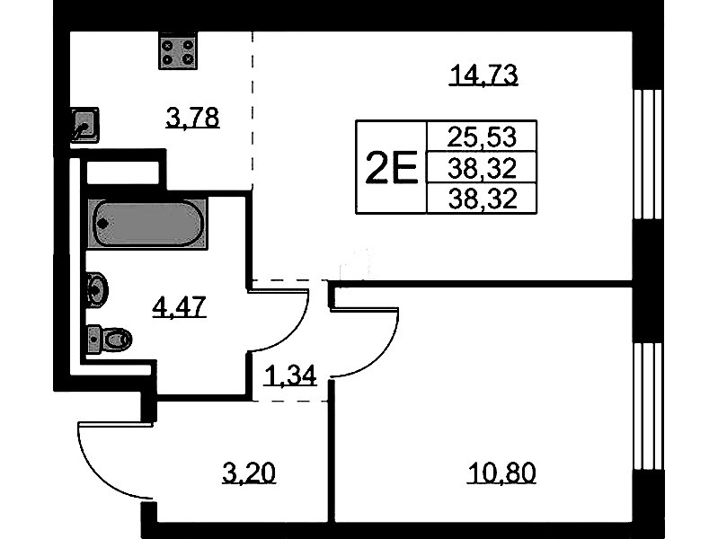 1-комнатная квартира 38.32 м², 4/9 эт., ЖК «Квартал Лаголово»